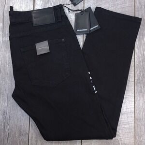 Dsquared2 Jeans Mens New Rider Size 52 34x32 Black Logo Print Denim Grunge Italy